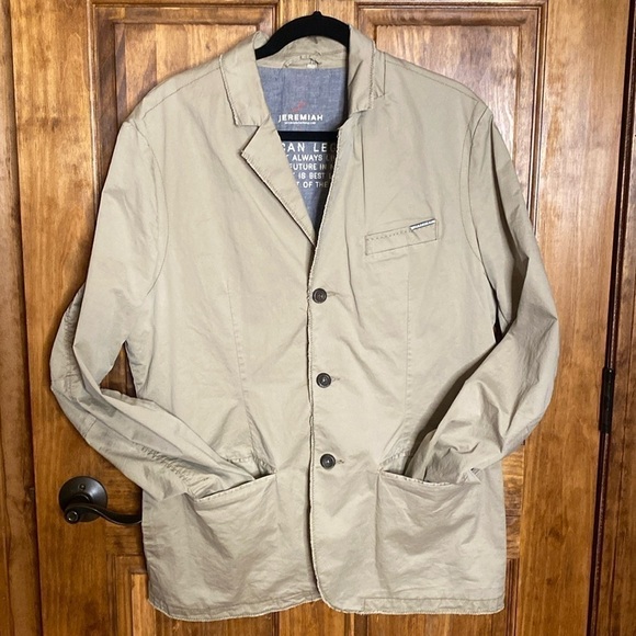 Jeremiah American Legacy Tan cotton lined Blazer flap pockets Mens Size Large L - Picture 11 of 11